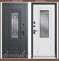 Входная металлическая дверь ЛИДИЯ ТЕРМО Серый Муар / винорит Белый с 2-х камерным стеклопакетом 107 мм Россия