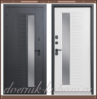 Входная металлическая дверь АРМАН ТЕРМО Серый Муар / винорит Белый с 2-х камерным стеклопакетом 107 мм Россия