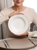 Тарелка суповая, фарфор, 23 см, круглая, White Lace, Fioretta, TDP671