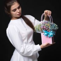 Радужная гипсофила в мини-сумочке