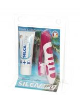 Дорожный набор Silcamed, средней жесткости, зубная паста Silcamed Family, зубная щетка Silcamed Дорожная плюс, 600134, в ассортименте