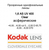 1.6 AS Kodak CleAR UV 400 выводимый ассортимент!