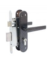 Замок врезной Птимаш, ЗВ4-3.08, 8459, ручка в комплекте, цилиндровый, шуруп, серебро