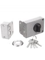 Замок накладной дверной, Аллюр, ЗН 1-3А, 1 577, коробка, цилиндр, 5 ключей, универсальный, серый