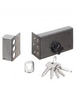 Замок накладной дверной, Аллюр, ЗН 1-5 В, 1 581, коробка, цилиндр, 5 ключей, серый