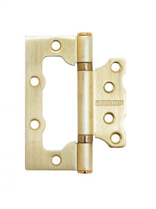 Петля накладная для деревянных дверей, Аллюр, 100х75х2.5 мм, универсальная, 2BB SBP, 1046, 2 шт, 2 подшипника, блистер, матовая латунь