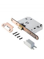 Защелка врезная, Аллюр, L7050PR AC, 11557, с фиксатором, овальная планка, 18 мм, старая медь