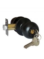 Защелка врезная, Vrata, ЗШ-01, 204805, с фиксатором, с ключом, черный матовая