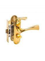 Защелка Булат, ЗЩ1-Д03.05 АЛЬФА, 13 951, с фиксатором, правая наружняя/левая внутренняя, золотая