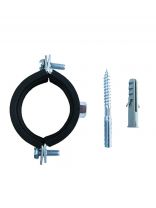 Хомут для крепления трубы, 2"1/2", 73-80 мм, сталь, оцинкованный, М10, в комплекте шпилька, дюбель, STI