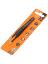 Пинцет прямой, рукоятка нержавеющая сталь, плоское жало 3 мм, актистатическое покрытие, TDM Electric, Рубин, 120 мм, SQ1025-0808