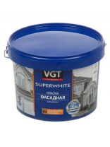 Краска водно-дисперсионная, VGT, акриловая, фасадная, матовая, супербелая, 3 кг