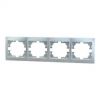 Рамка 4-ая Горизонтальная Lezard Mira 701-1000-149 Серебро, Пластик / Лезард