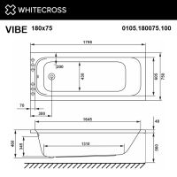 Гидромассажная ванна WHITECROSS Vibe 180x75 с аэромассажем схема 10