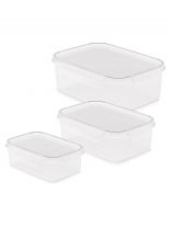 Контейнер пищевой пластик, 0.5, 1, 1.6 л, 3 шт, прямоугольный, на защелках, Альтернатива, Прайм, М8503