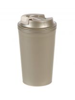 Термостакан пластик, 350 мл, Бытпласт, колба пластик, с клапаном, металлик бежевый, 434260042