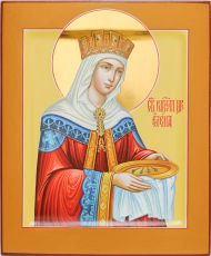 Рукописная икона Елена Царица Константинопольская 17х21см (нимб сусальное золото с ковчегом)