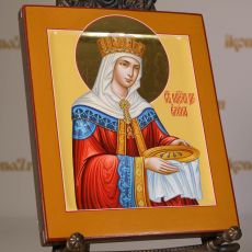Рукописная икона Елена Царица Константинопольская 17х21см (нимб сусальное золото с ковчегом)
