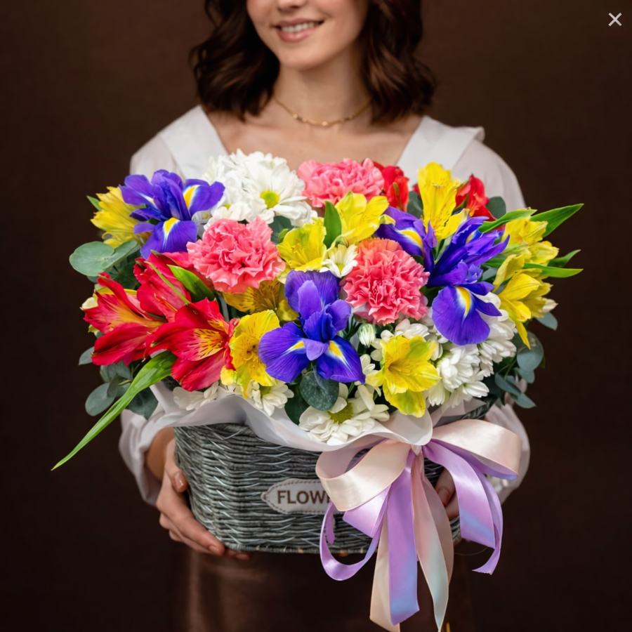 Композиция из ирисов и альстромерий «Дофамин»