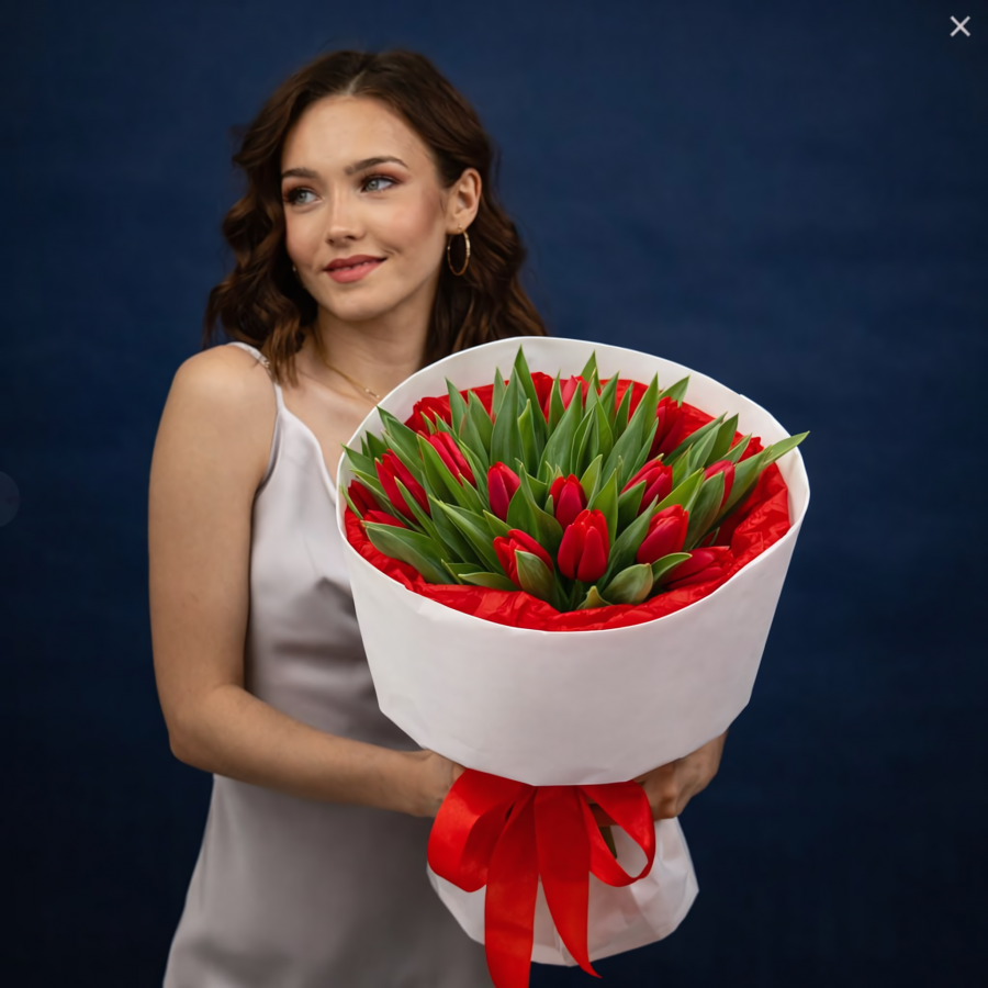 Букет из 15 красных тюльпанов