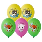 1103-2436 Шар с рисунком 14" С ДР Зверюшки 4цв