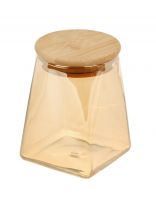 Банка для сыпучих продуктов, стекло, 350 мл, 9.2х9.2х12.5 см, с крышкой, Barouge, Мед, BC-001