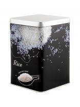 Банка для сыпучих продуктов, металл, 1 л, 10.3х10.2х15.3 см, с крышкой, Mallony, Рис, 008619