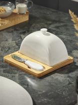 Масленка керамика, на бамбуковой подставке с ножом, Y6-6469/Y4-9191