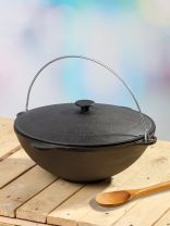 Казан чугун, 8 л, с крышкой, крышка чугун, с дужкой, Гардарика, 1608-3