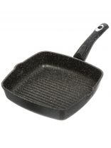 Сковорода-гриль литой алюминий, 26 см, антипригарное покрытие, Горница, Гранит, съемная ручка, квадрат, сг2652аг