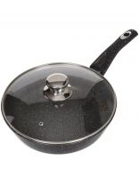 Сковорода литой алюминий, 26 см, антипригарное покрытие, Горница, Гранит, с крышкой, съемная ручка, с2654аг