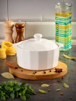 Кастрюля для запекания керамика, 22х18х14 см, 1.3 л, круглая, с крышкой, Антарктида, Y6-10189/Y4-9181