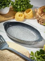 Форма для выпечки керамика, 31.5х16.5х2.5 см, 0.7 л, овальная, серо-синяя, Daniks, Гранит, Y4-8722