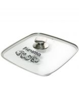 Крышка для посуды стекло, 26 см, Мечта, металлический обод, кнопка нержавеющая сталь, квадратная для гриля, КР26Г