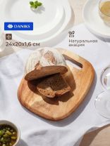 Доска разделочная акация, 24х20х1.6 см, с ручкой, прямоугольная, Daniks, CB27924A