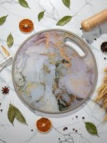 Доска разделочная пластик, 30 см, серая, круглая, Y4-8678