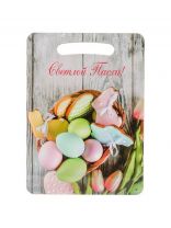 Доска разделочная дерево, 21х29х0.6 см, с ручкой, прямоугольная, Светлой пасхи, Ф-23