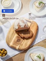 Доска разделочная акация, 36х26.5х1.8 см, с ручкой, прямоугольная, Daniks, CB27936A