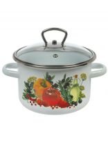 Кастрюля эмалированная сталь, 2 л, крышка стекло, цилиндрическая, СтальЭмаль, Европейская кухня, 1RD161S, индукция