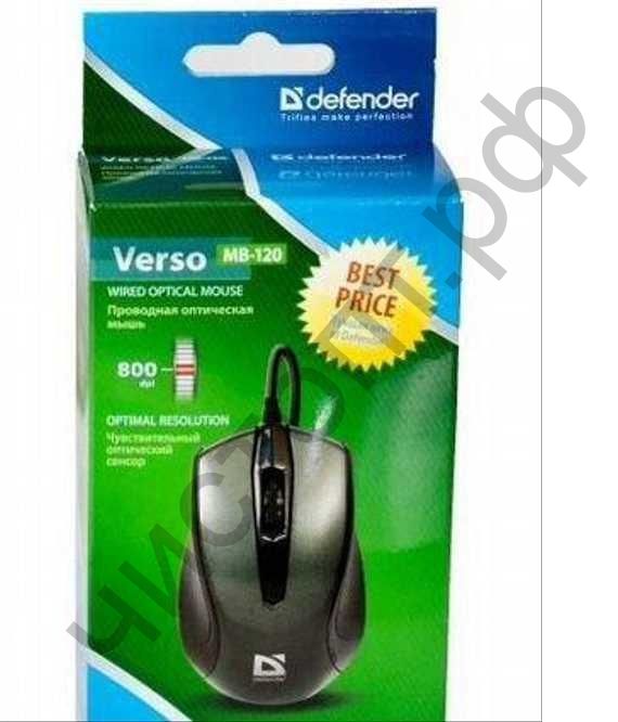 Мышь провод.PS/2 DEFENDER Verso MB-120 Black (Черн), 2кн+кл, 800 dpi