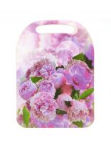 Доска разделочная дерево, 29х21х0.6 см, с ручкой, прямоугольная, Пионы, К-149