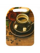 Доска разделочная дерево, 29х21х0.6 см, с ручкой, прямоугольная, Кофе, К-311