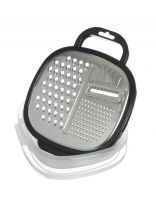 Терка нержавеющая сталь, с контейнером и крышкой, Mallony, GR-228B, 965017, черная