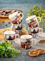 Кружка керамика, 6 шт, 180 мл, Лондон/Италия города, Y4-2692, в ассортименте