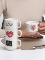 Набор кружек керамика, 4 шт, 200 мл, Любовь, Daniks, Y4-9701, металлическая подставка