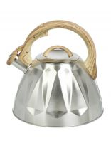 Чайник нержавеющая сталь, 3 л, со свистком, матовый, RasheL, индукция, серебряный, М-7900