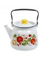 Чайник сталь, эмалированное покрытие, 3.5 л, с кнопкой, Сибирские товары, Каприче, белый, С2716.3*118