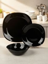 Сервиз столовый стеклокерамика, 18 предметов, на 6 персон, Луна черная 1/2, квадратный, 100ч-18л