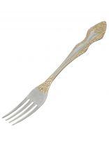 Вилка нержавеющая сталь, с золотым напылением, столовая, Павловский завод им. Кирова, Тройка М-3, СВ-1/55л