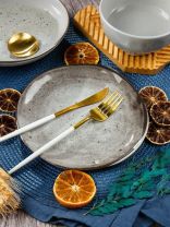 Тарелка десертная, керамика, 20 см, круглая, Stone Dark, Domenik, DMD042, серая